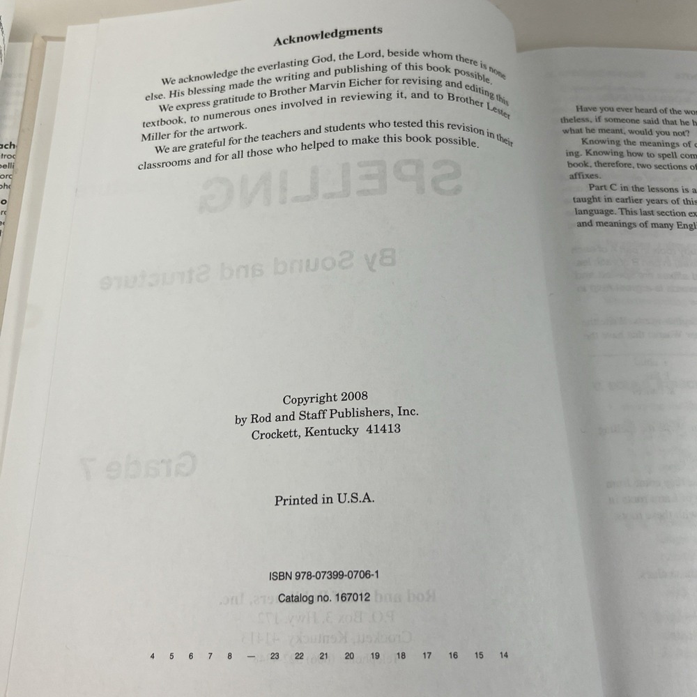 Rod and Staff  Spelling 7 - Sound and Structure Curriculum Teacher Student Text - Picture 2 of 5